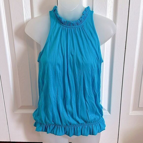 Derek Heart Blouse Tank Blouse Top Shirt Turquoise Blue Dressy Medium M - Picture 1 of 4